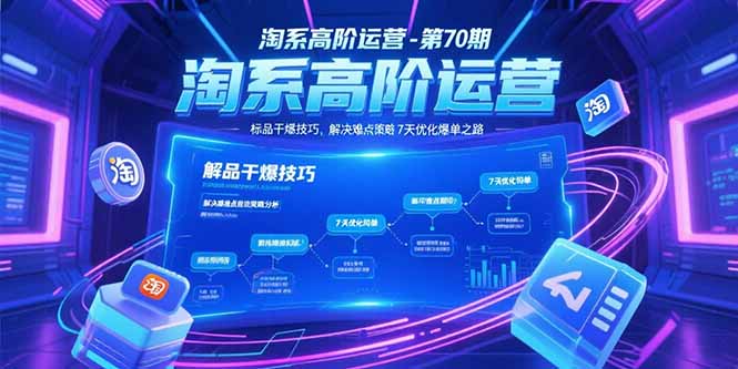 淘系高阶运营-第70期，标品干爆技巧，解决难点策略，大佬操盘方法-云网创