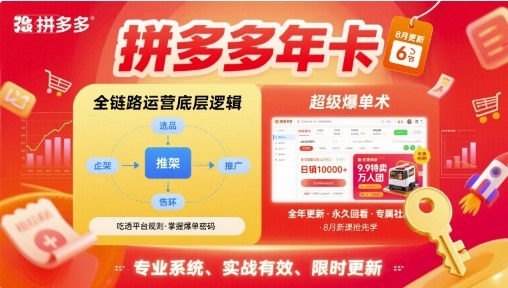 拼多多年卡【8月更新6节】拼多多全链路运营底层逻辑，超级爆单术-云网创