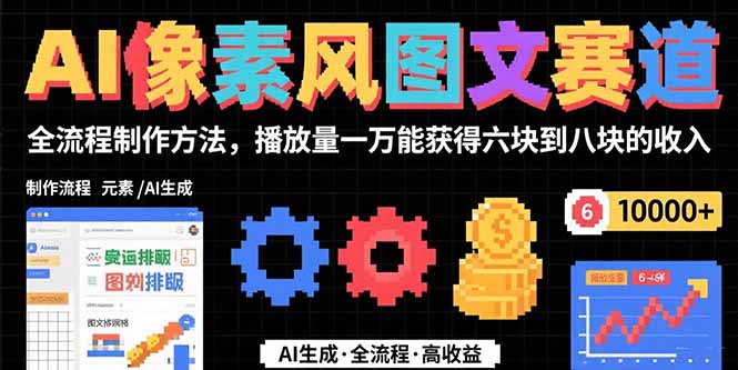 AI像素风图文赛道：全流程制作方法，播放量一万能获得6块到8块的收入-云网创