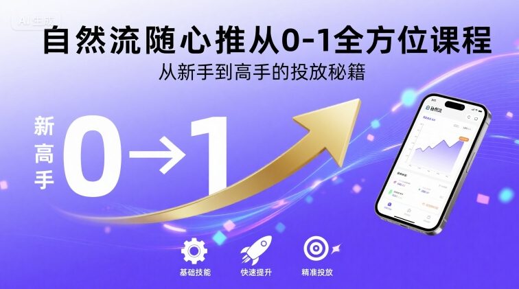 自然流随心推从0-1全方位课程，从新手到高手的投放秘籍-云网创