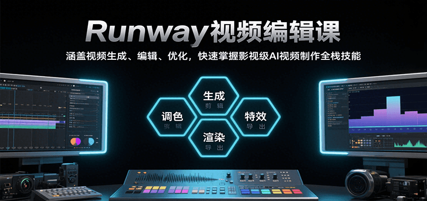 Runway视频编辑课，涵盖视频生成、编辑、优化，快速掌握影视级AI视频制作全栈技能-云网创