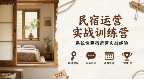 民宿运营实战训练营，系统性民宿运营实战经验-云网创