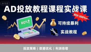 AD投放教程课程实战课，实现广告ROI300%+可持续暴利-云网创