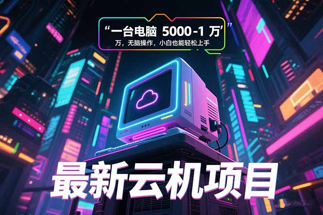 最新云机项目 一台电脑5000到10000 无脑操作小白也能轻松上手-云网创