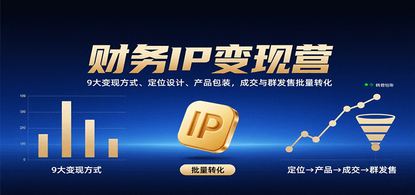 财务IP变现营：9大变现方式、定位设计、产品包装，成交与群发售批量转化-云网创