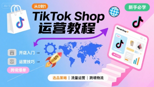 TikTok Shop从0到1运营教程，TikTok跨境电商新手必学课程-云网创