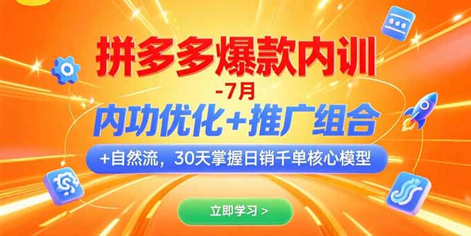 拼多多爆款内训-7月 内功优化+推广组合+自然流 30天掌握日销千单核心模型-云网创