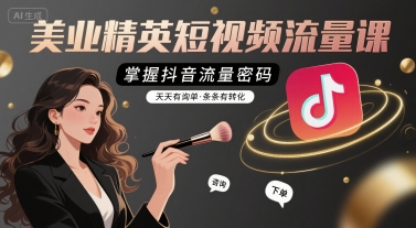 美业精英短视频流量课，掌握抖音流量密码，天天有询单，条条有转化-云网创