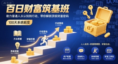 百日财富筑基班，助力普通人从认知到行动，带你解锁顶级财富密码-云网创