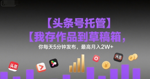 【头条号托管 】我存作品到草稿箱，你每天5分钟发布，最高月入2W+【揭秘】-云网创