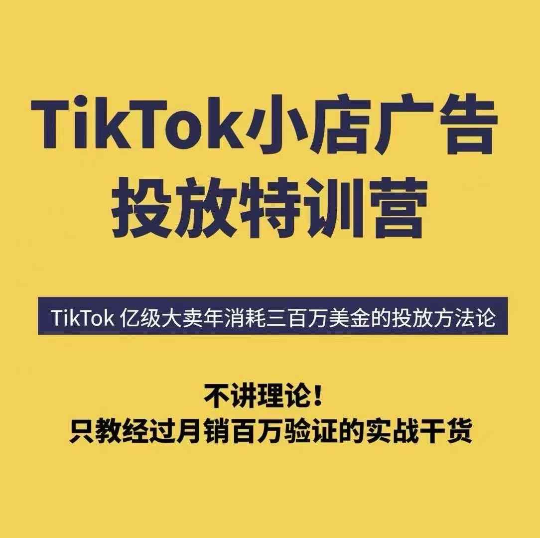 TikTok小店广告投放特训营，6天破局计划专治各种“投不动”，教你经过月销百万验证的实战干货-云网创