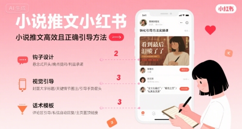小说推文小红书高转化引导方法实操课，小说推文高效且正确引导方法-云网创