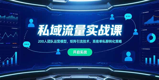私域流量实战课，200人团队运营模型，矩阵引流技术，高客单私聊转化策略-云网创