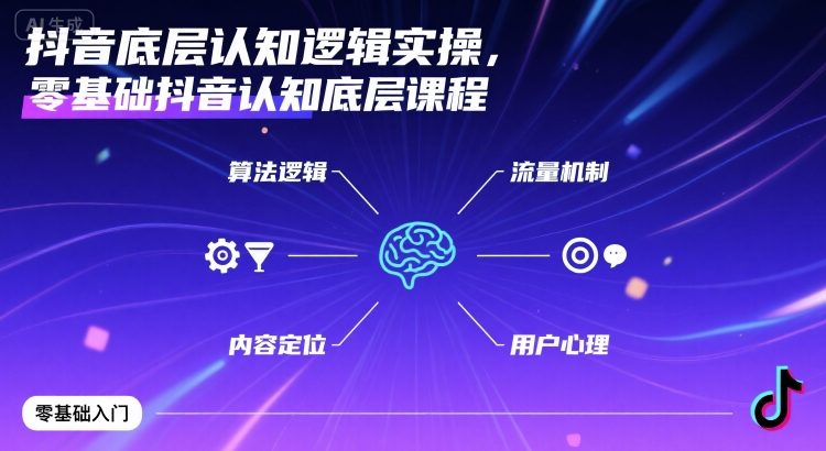 抖音底层认知逻辑实操，零基础抖音认知底层课程-云网创