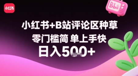 小红书+B站评论区种草，零门槛简单上手快 ，1分钟一单，只需复制粘贴评论就有钱-云网创