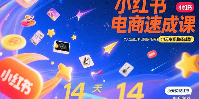 小红书虚拟电商速成课：个人定位分析，原创产品开发，14天变现路径规划-云网创