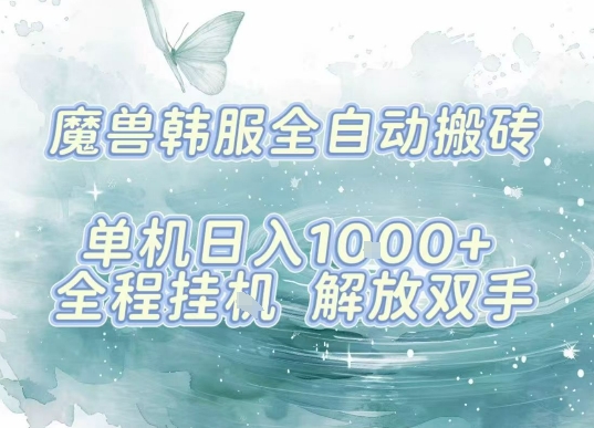 最新韩服游戏搬砖，单机日入1k+，全自动运行挂G项目，解放双手【揭秘】-云网创