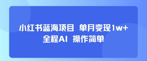 小红书蓝海项目 单月变现1w+ 全程AI 操作简单-云网创