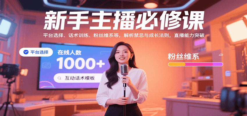 新手主播必修课：平台选择、话术训练、粉丝维系等，解析禁忌与成长法则，突破直播能力-云网创