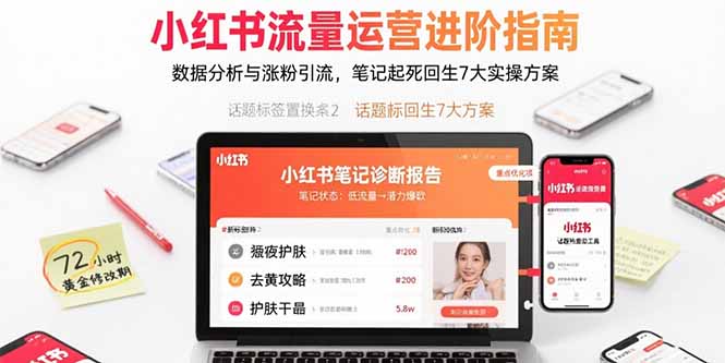 小红书流量运营进阶指南，数据分析与涨粉引流，笔记起死回生7大实操方案-云网创