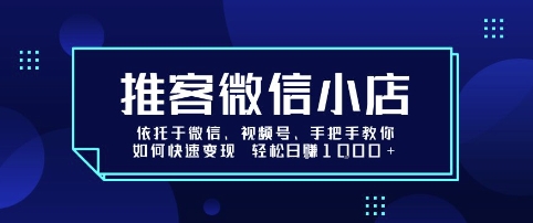 推客微信小店依托于微信、视频号，手把手教你如何快速变现 轻松日入1k+【揭秘】-云网创