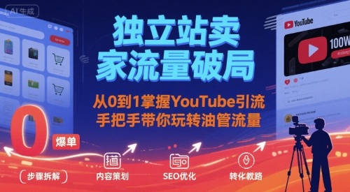独立站卖家流量破局：从0到1掌握YouTube引流，手把手带你玩转油管流量-云网创