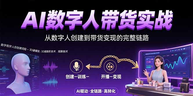 AI数字人+带货实战：从数字人创建到带货变现的完整链路-云网创