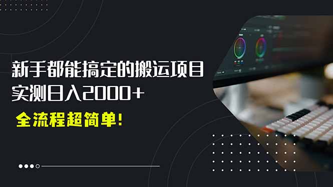 平台主动扶持的新风口，0基础轻松起号，搬运剪辑日入2000+！-云网创