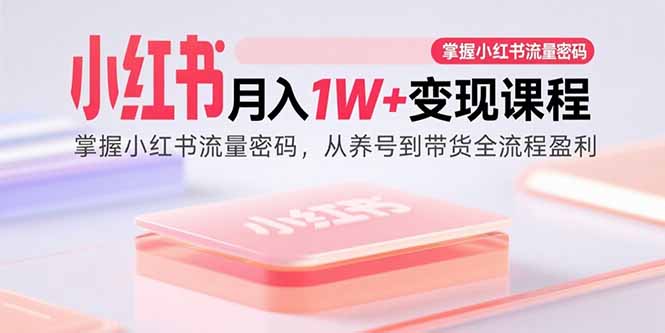 小红书月入1W+变现课程：掌握小红书流量密码，从养号到带货全流程盈利-云网创