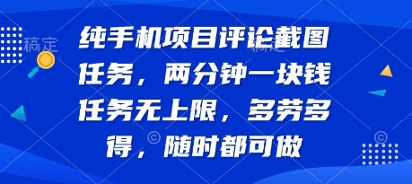 纯手机项目评论截图任务，两分钟一块钱 任务无上限多劳多得，随时随地都能做【揭秘】-云网创