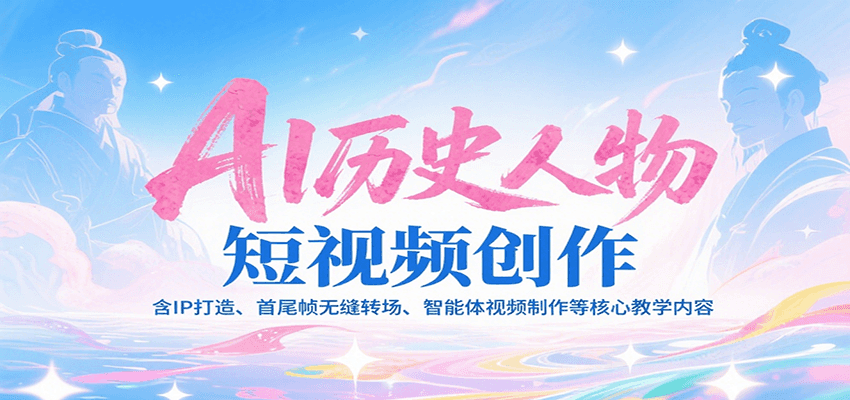 AI历史人物短视频创作，含IP打造、首尾帧无缝转场、智能体视频制作等核心教学内容-云网创