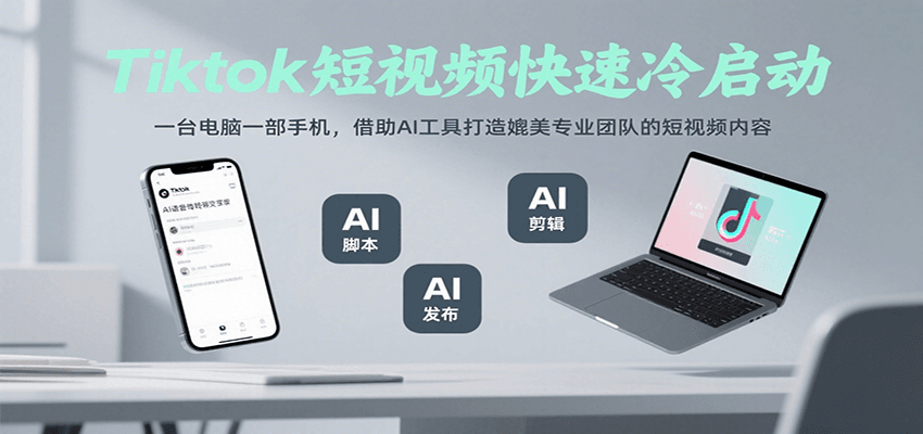 Tiktok短视频快速冷启动，一台电脑一部手机，借助AI工具打造媲美专业团队的短视频内容-云网创