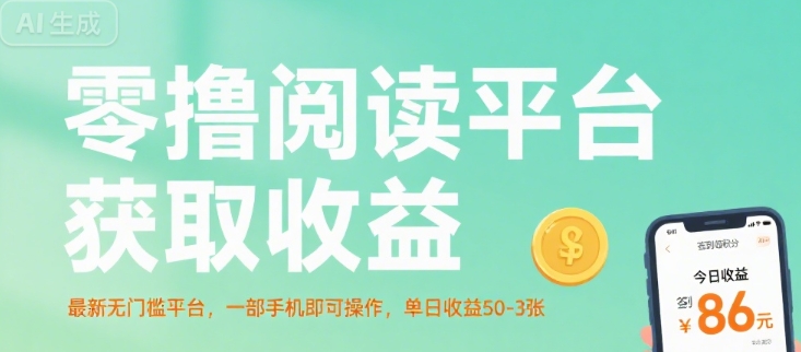 零撸阅读平台获取收益，最新无门槛平台，一部手机即可操作，单日收益50-3张【揭秘】-云网创