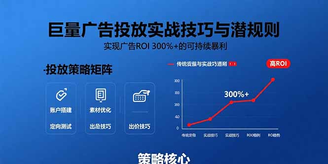 巨量广告投放实战技巧与潜规则：实现广告ROI 300%+的可持续暴利-云网创