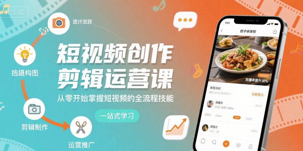 短视频创作剪辑运营课，从零开始掌握短视频的全流程技能-云网创