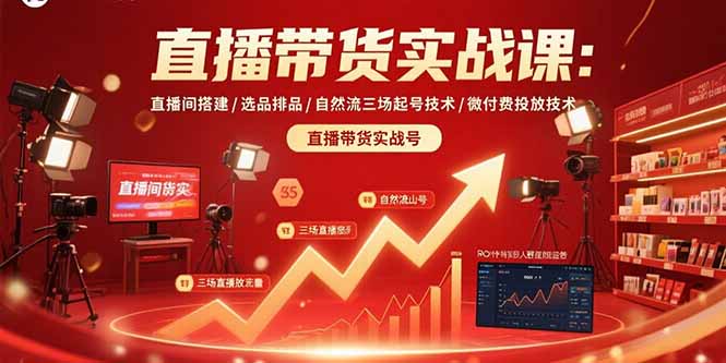 直播带货实战课：直播间搭建/选品排品/自然流三场起号技术/微付费投放技术-云网创