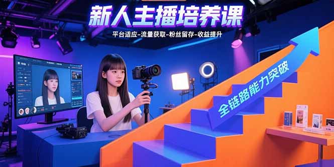 新人主播培养课：平台适应-流量获取-粉丝留存-收益提升 全链路能力突破-云网创