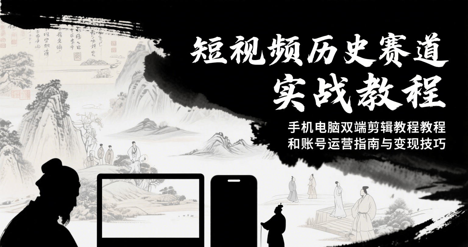 短视频历史赛道实战教程，手机电脑双端剪辑教程和账号运营指南与变现技巧-云网创