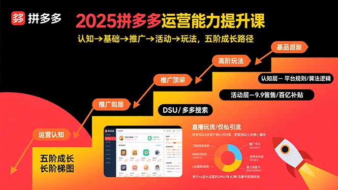 2025拼多多运营能力提升课：认知→基础→推广→活动→玩法，五阶成长路径-云网创