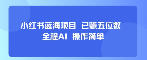 小红书蓝海项目，全程AI，操作简单，已挣五位数-云网创