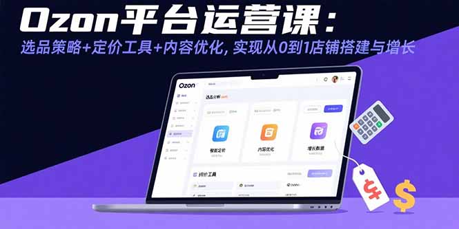 Ozon平台运营课：选品策略+定价工具+内容优化，实现从0到1店铺搭建与增长-云网创