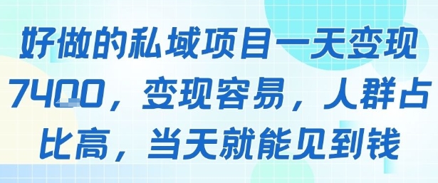 好做的私域项目一天变现1k+，变现容易，人群占比高，当天就能见到钱-云网创