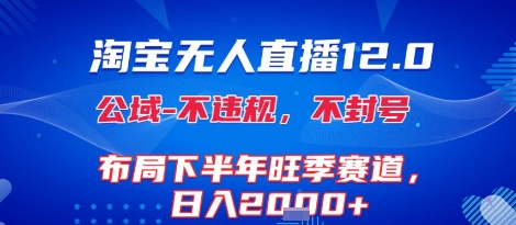 淘宝无人直播12.0，不封号，不违规，布局下半年旺季赛道，日入1k+(独家技术)【揭秘】-云网创