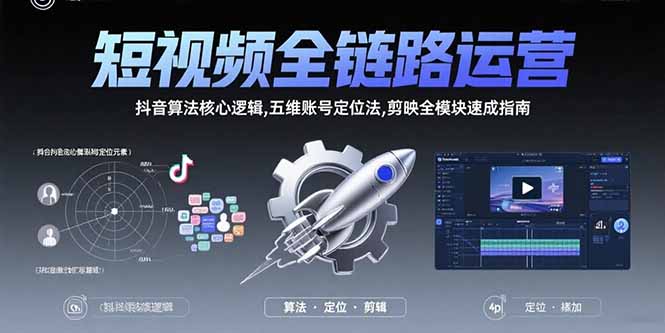 短视频全链路运营：抖音算法核心逻辑,五维账号定位法,剪映全模块速成指南-云网创