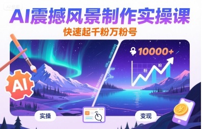 AI震撼风景制作实操课，快速起千粉万粉号-云网创