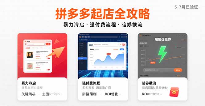 拼多多起店全攻略，暴力冷启，强付费流程，暗券截流，5-7月已验证的方法-云网创