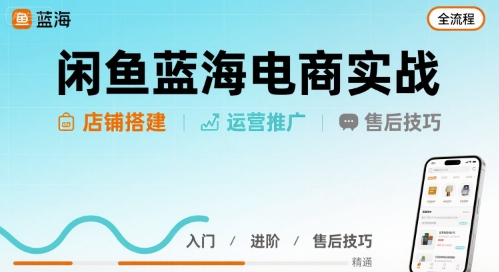 闲鱼蓝海电商实战，店铺搭建运营售后全流程-云网创