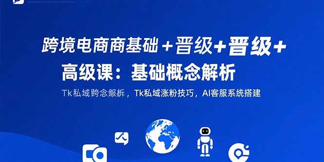 跨境电商基础+晋级+高级课：基础概念解析,Tk私域涨粉技巧,AI客服系统搭建-云网创