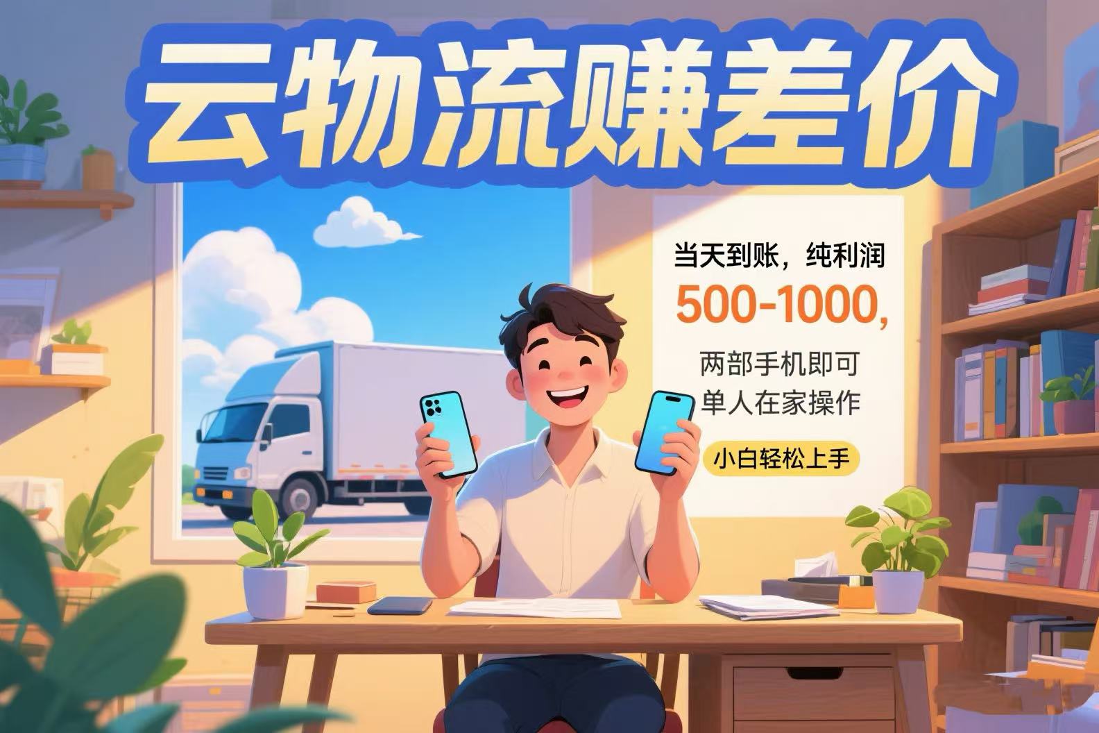 云物流赚差价 当天到账纯利润500-1000 两部手机即可 可单人在家操作 小…-云网创