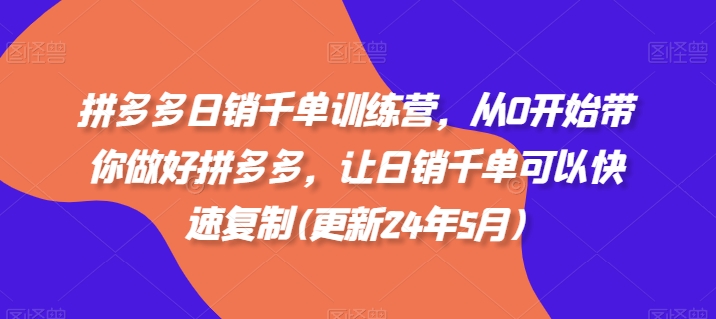 拼多多日销千单训练营，从0开始带你做好拼多多，让日销千单可以快速复制(更新25年8月)-云网创